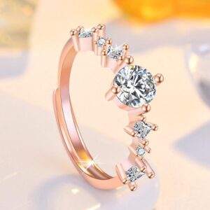 Rose Gold Plated American Diamond Studded Contemporary Korean Ring
