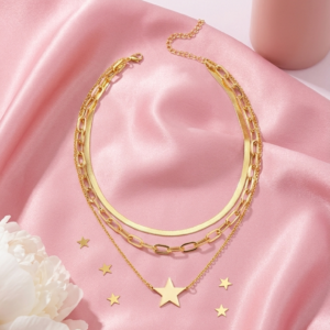 The Stella Three-Tier Stack | Layered Star Necklace | 18K Gold Plated Anti-Tarnish