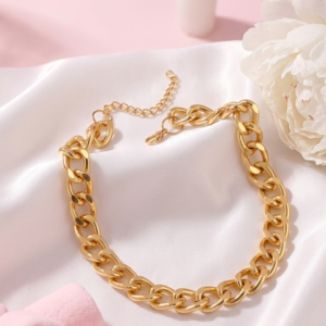 The Boss Curb Chain | Thick Statement Gold Necklace | 18K Gold Plated Anti-Tarni