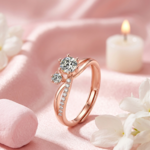 The Nova Crystal Twist Ring | Adjustable Rose Gold Ring | Rose Gold Plated Anti-Tarnish