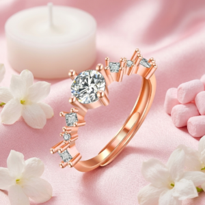 The Lyra Constellation Ring | Adjustable Rose Gold Crystal Ring | Rose Gold Plated Anti-Tarnish