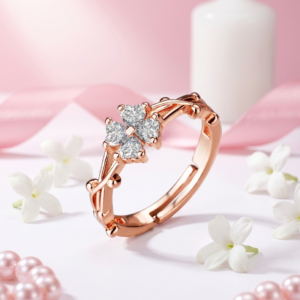 The Calla Clover Ring | Adjustable Rose Gold Floral Ring | Rose Gold Plated Anti-Tarnish