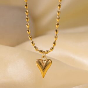 Bean Style Chain Heart Pendant Necklace