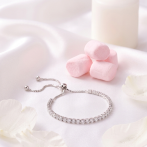 Sterling Silver Sparkling Tennis Bracelet | AAA+ Cubic Zirconia Adjustable Bolo Bracelet | Hypoallergenic Waterproof Dainty Crystal Jewelry