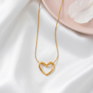 18K Gold Plated Molten Heart Slider Necklace | Anti-Tarnish Wavy Heart Pendant on Sleek Snake Chain