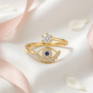 Celestial Evil Eye Wrap Ring | 18K Gold Plated Anti-Tarnish Adjustable Solitaire Ring