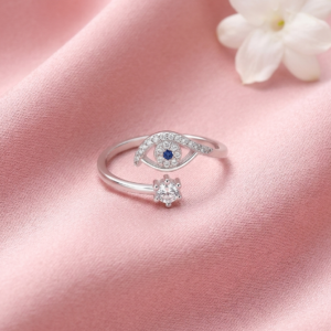 silver evil eye anti tarnish ring