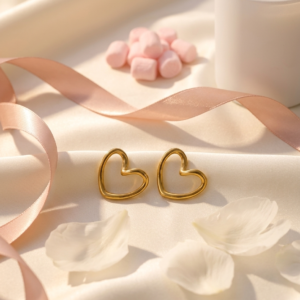 18K Gold Plated Molten Heart Studs | Anti-Tarnish Abstract Minimalist Heart Earrings for Women