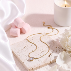 18K Gold Plated Teardrop Crystal Necklace | Anti-Tarnish Pear Cut Zirconia Solitaire | Waterproof Minimalist Snake Chain Jewelry