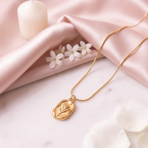 Vintage Embossed Floral Medallion | 18K Gold Plated Anti-Tarnish Molten Rose Pendant Necklace