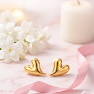 18K Gold Plated Heart Studs | Waterproof Stainless Steel Anti-Tarnish Earrings
